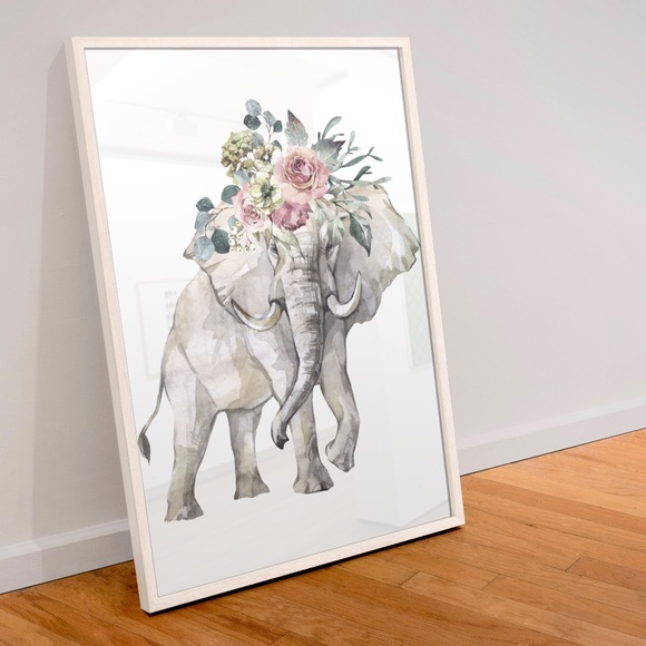 Elephant Watercolor Wall Art Poster Print Unframed - Picture 4 of 10